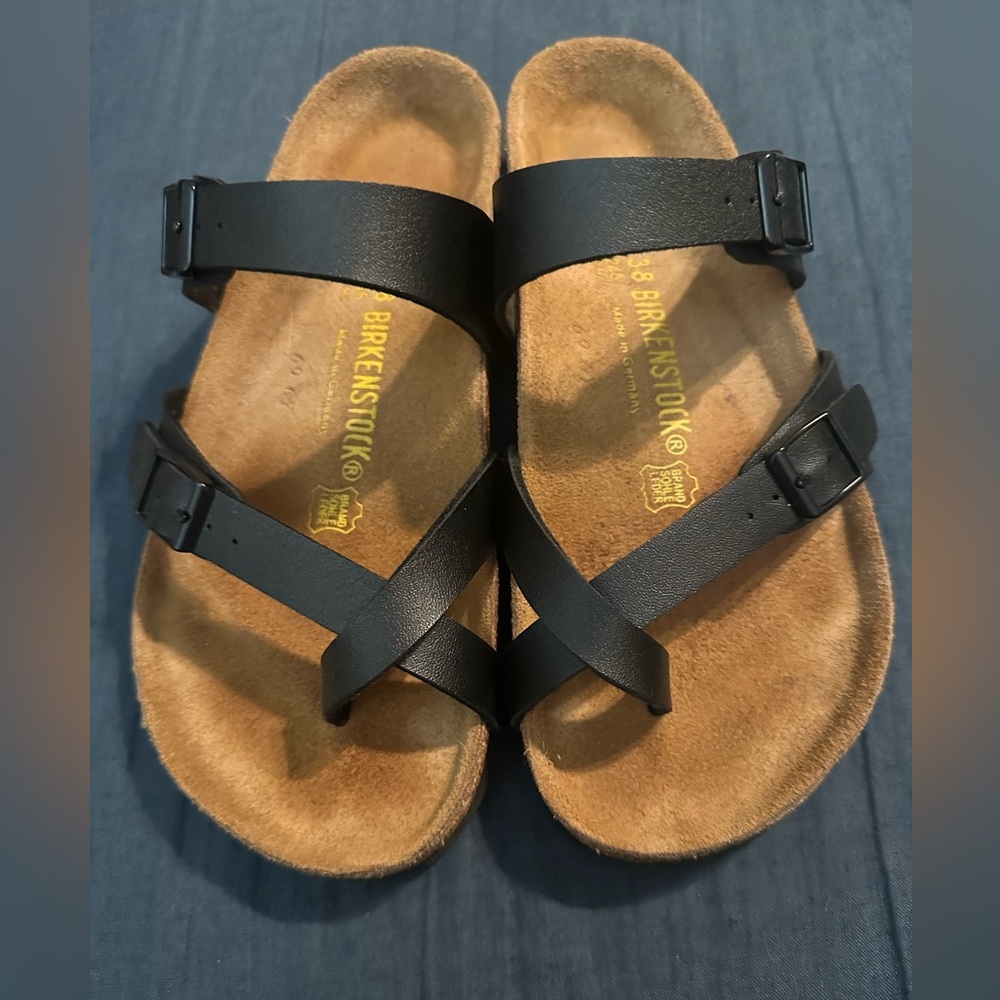 Birkenstock Black Mayari-Birko Flor-Black – Women: 7-7.5 (EU38) - Regular width